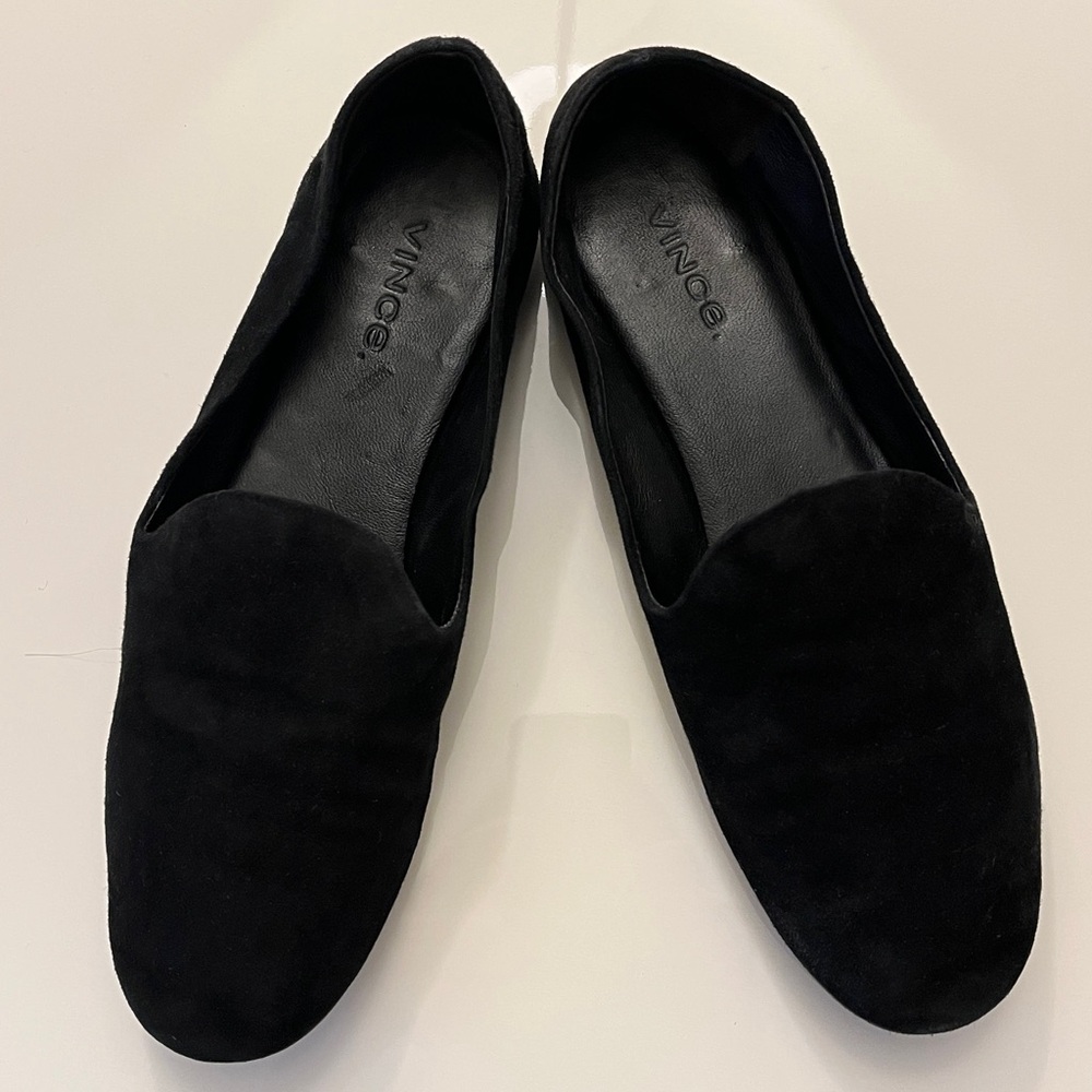 Vince Classic Black Suede Loafers